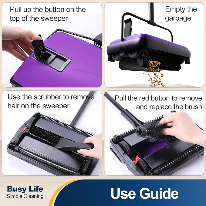 Yocada Carpet Sweeper Cleaner Manual Household Sweeper - Image 2