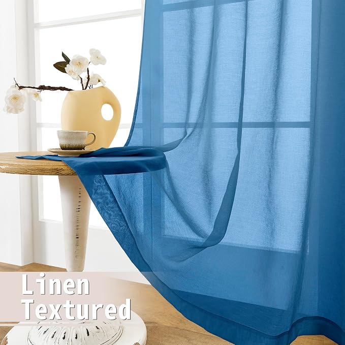 Tollpiz Small Sheer Door Curtain Closet Linen Textured Curtain Sheers Doorway - Image 4