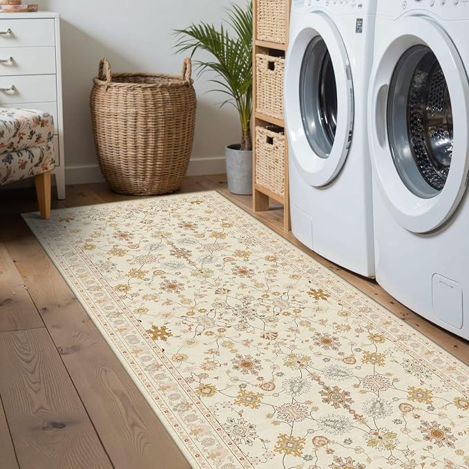 2x6 Floral Runner Rug, Washable Runners - Image 3