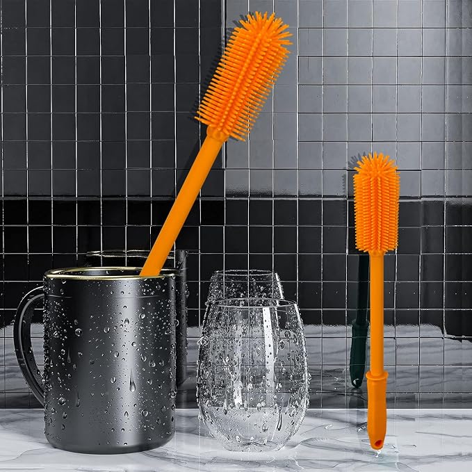 Long Silicone Bottle Cleaning Brush | 2 Pack| 16”+13”Water Bottle Brush Cleaner - Image 7