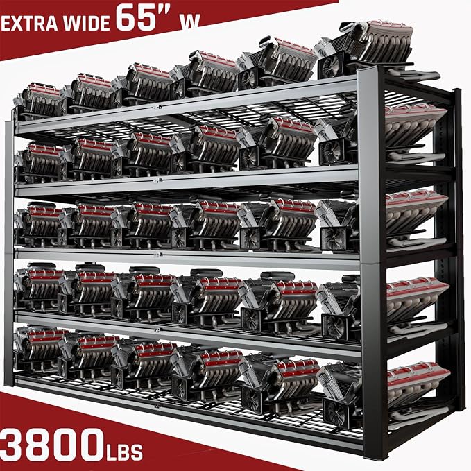 65" W Garage Shelving Heavy Duty, 5 Tier Garage Shelves, Commercial Metal Shelf - Image 3