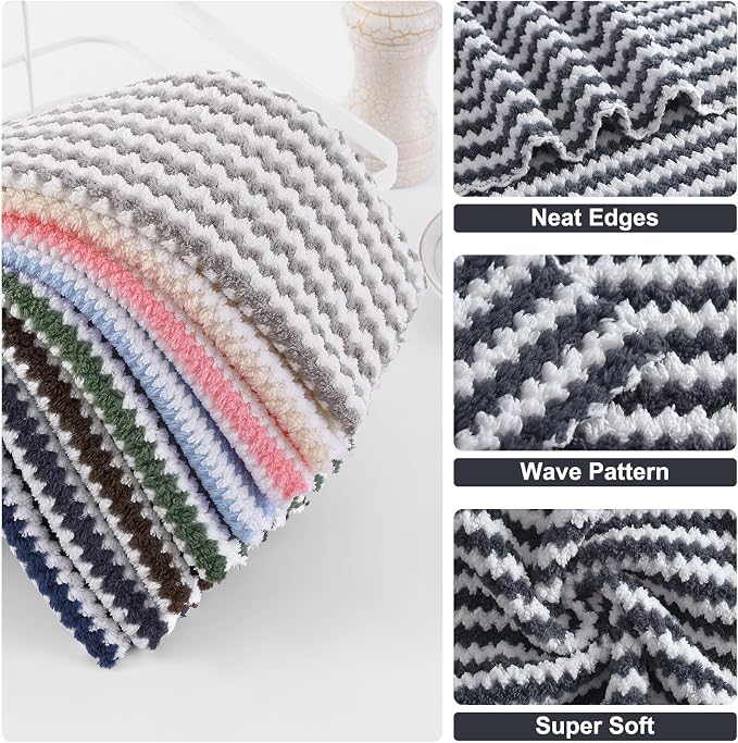 Homaxy 18 Pack Kitchen Dish Cloths, Ultra Soft and Absorbent Dish Towels - Image 2