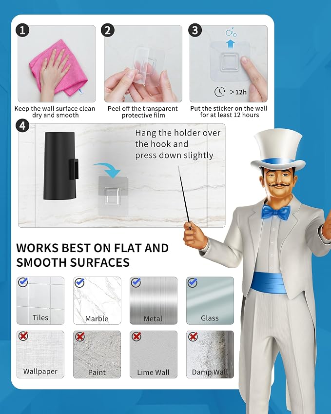 MR.SIGA Toilet Brush and Holder Set, Wall Mounted Toilet Bowl Brush, Compact - Image 7