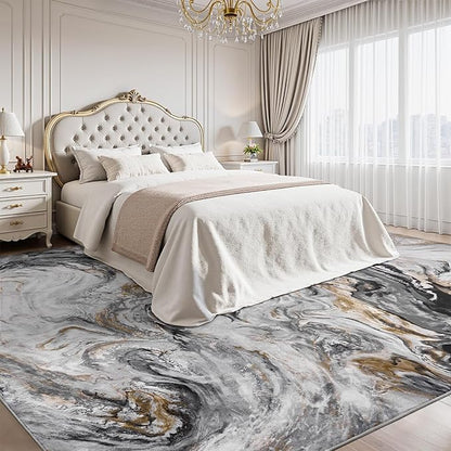 9x12 Area Rugs for Living Room, Modern Abstract Rug for Bedroom, Contemporary Machine Washable Rug, Large Stain Resistant Carpet for Dining Room Playroom Nursery Room, Pet & Kids Friendly