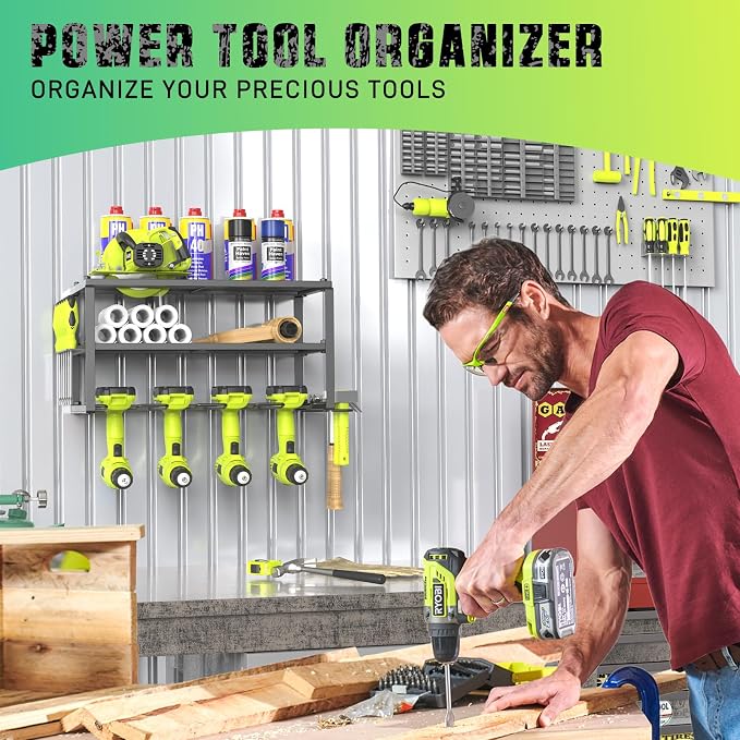 Power Tool Organizer, Heavy Duty Iron, 3 Layers Storage Rack - Image 7