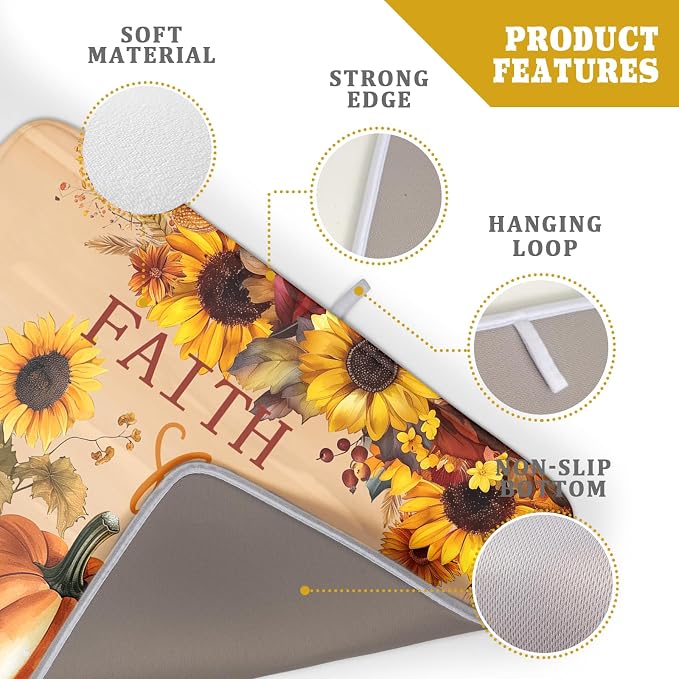 Faith FamilyFall Dish Drying Mat 16X18 Inch Thanksgiving Mats - Image 4