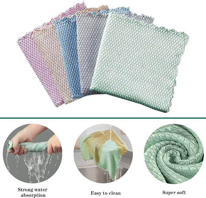 Fish Scale Microfiber Polishing Cleaning Cloth Reusable Microfiber Towels - Image 2