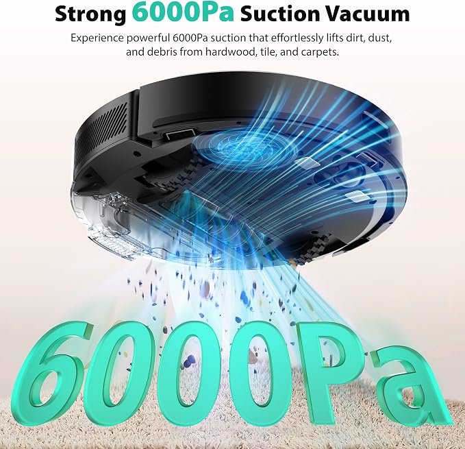 Tikom Robot Vacuum and Mop, 6000Pa Robotic Vacuum Cleaner - Image 3