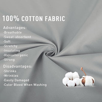 Sunflower Full Fitted Sheet, 1-Piece Deep Pocket Fitted Bottom Sheet 16", 100% Cotton Sateen Soft Breathable, Silver Gray