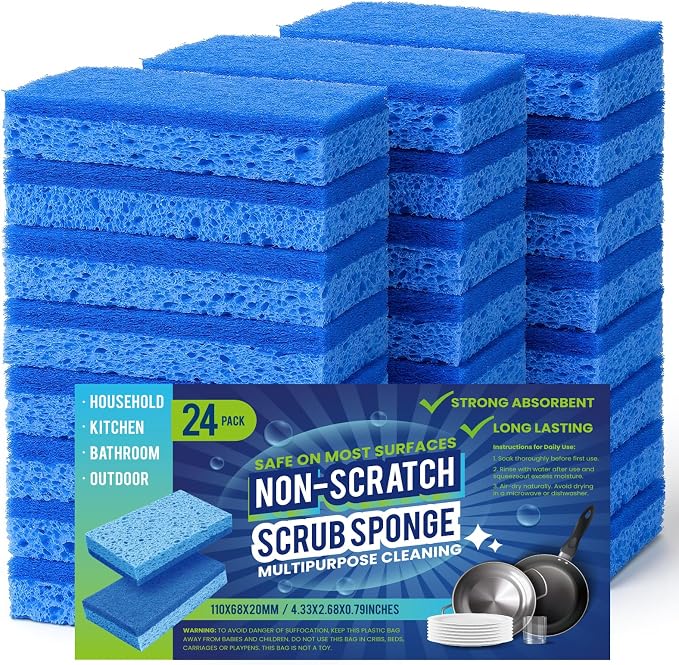 Kitchen Sponges, Non-Scratch Scrub Sponge, Dual Sided Cleaning Sponges by Metflavor