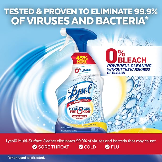 Lysol Cleaner Hydrogen Peroxide Multi-Purpose Cleaner Spray, 32 Fluid Ounce - Image 4