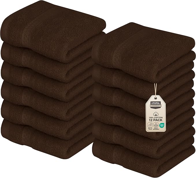 Utopia Towels 12 Pack Premium Wash Cloths Set, 12 by 12 Inches, 100% Cotton by UTOPIATOWELS