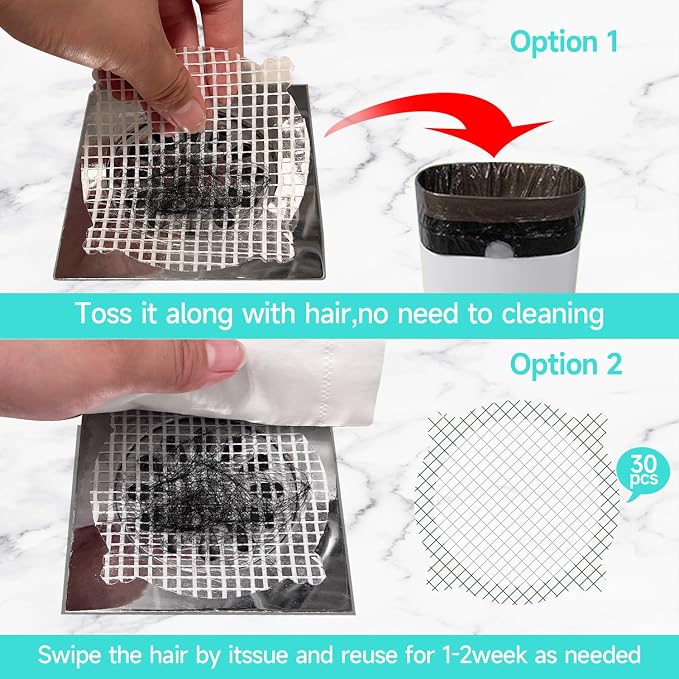30 Pack Disposable Shower Drain Hair Catcher Shower Drain Mesh Stickers - Image 6