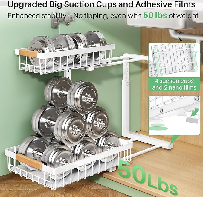 Under Sink Organizer, 2 Packs 2 Tier Under Sink Organizers and Storage - Image 4