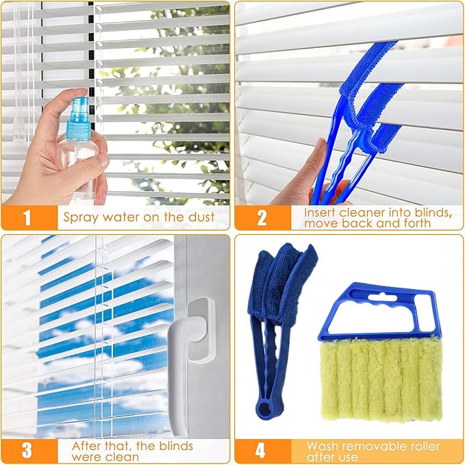 Blind Cleaner Duster Tool, 7 Finger & 3 Finger Window Venetian Blind Brushes - Image 4