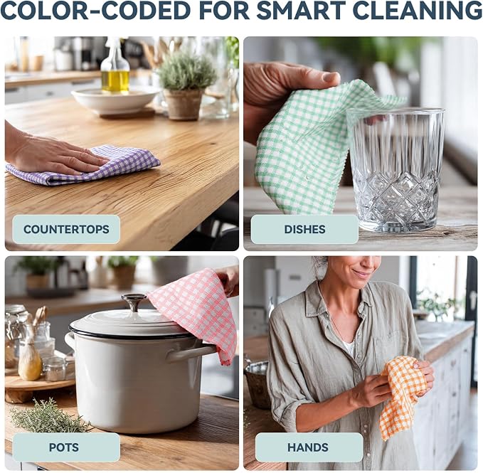 Egles 12 Packs Kitchen Dishcloths 12x12 Inches 100% Cotton Kitchen Dish Cloths - Image 5