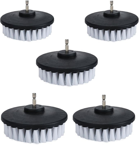 5 Piece 4 inch Drill Brush Soft Bristle White Quick Change Shaft Soft Bristle by HUAWELL