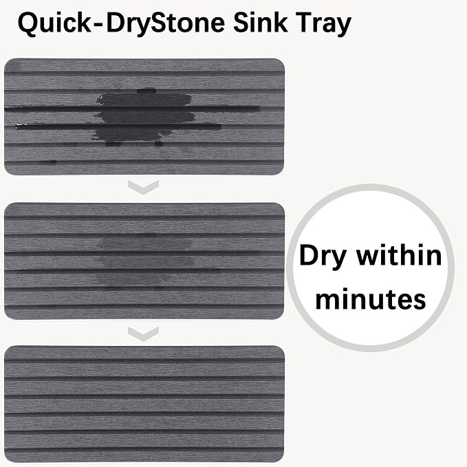 2 PCS Water Absorbent diatomite Coasters, 10.2" x 4" Water Absorbing Stone Tray - Image 4