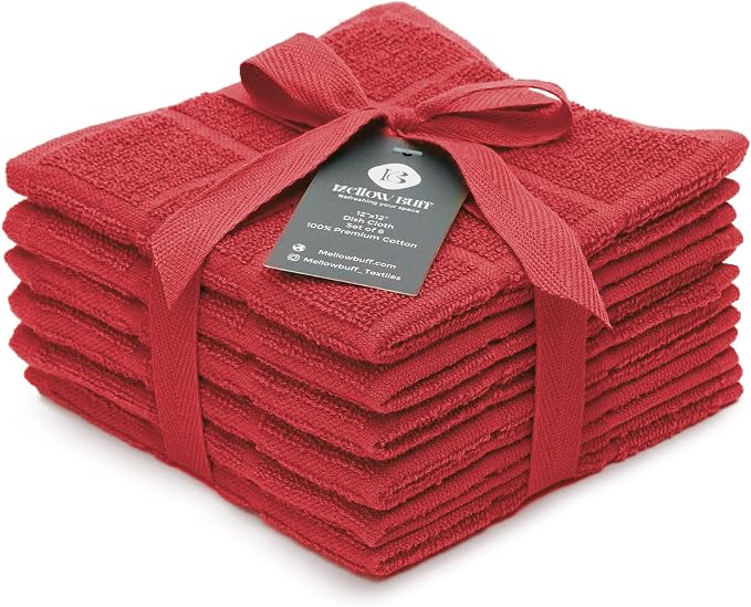 100% Cotton Dish Cloths for Dish Washing, Terry Dish Cloth, Cotton Dish Rags by Ecotribe