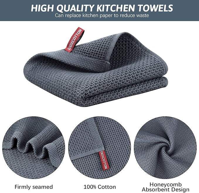 Nialnant 6 Pack Kitchen Hand Towels, 100% Cotton Dish Towels - Image 3