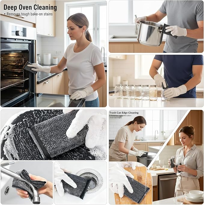 6 Pcs Steel Wool Scrubber Kitchen Sponges, Non Scratch Scrubbers Heavy Duty - Image 5