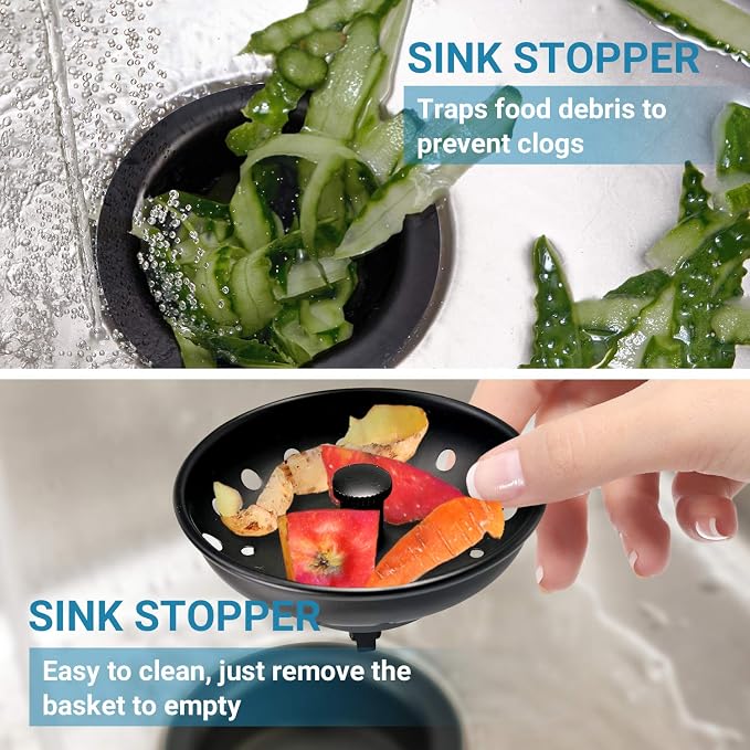 KONE Black Sink Basket Strainer Drain Stopper, 2 Pack Stainless Steel Matte - Image 7