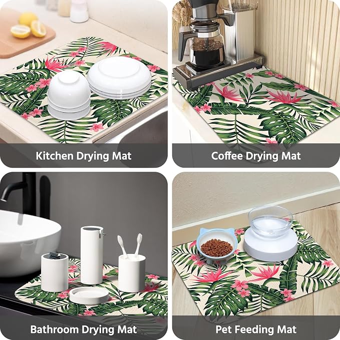 Dish Drying Mat for Kitchen Counter 16x18 Inch, Super Absorbent Dish Drainer Mat - Image 7
