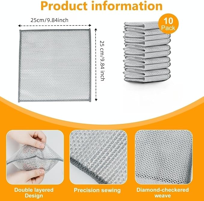 Extra-Large Size Multipurpose Wire Dishwashing Rag, Non Scratch Wire Dishcloth - Image 2