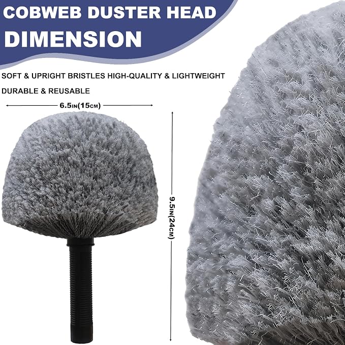 2 Pack Grey Twist-On Cobweb Duster Head Brush - Image 2