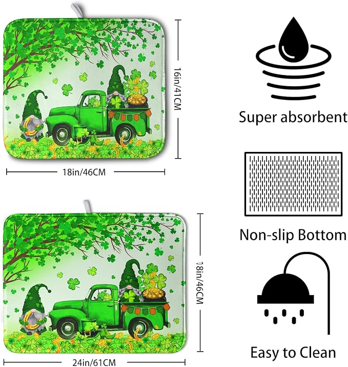 St Patrick's Day Shamrock Dish Drying Mat - Image 2