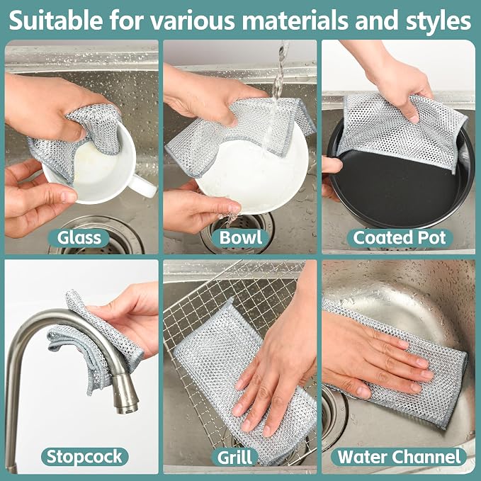 12Pcs Multipurpose Wire Dishwashing Cloths, Non-Scratch Wire Dishcloths - Image 6