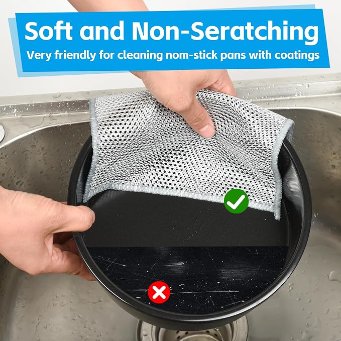 12Pack Multipurpose Wire Dishwashing Rags, Upgrade Non Scratch Wire Dishcloth - Image 5