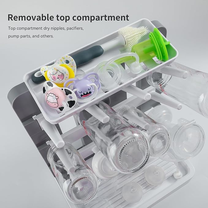 Baby Bottle Drying Rack, Vertical Standing Bottle Dryer Rack Holder-Space - Image 5