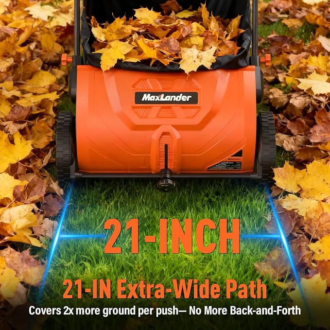 Manual Push Lawn Sweeper, 21-Inch Wide Coverage, Adjustable Height Design - Image 4