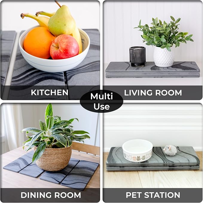Large Stone Dish Drying Mat for Kitchen Counter | 23.5” L x 15.3” W - Image 9