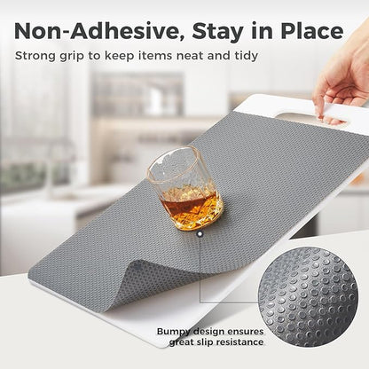 100% EVA Shelf Liner for Kitchen Cabinet, 18" x 120" Drawer Liners Non Adhesive Non Slip Waterproof Plastic Paper, Dresser Pantry Bathroom Refrigerator Protector, Grey