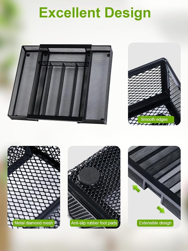 Silverware Organizer Metal Mesh, Drawer Organizer, Utensil Cutlery Tray - Image 3
