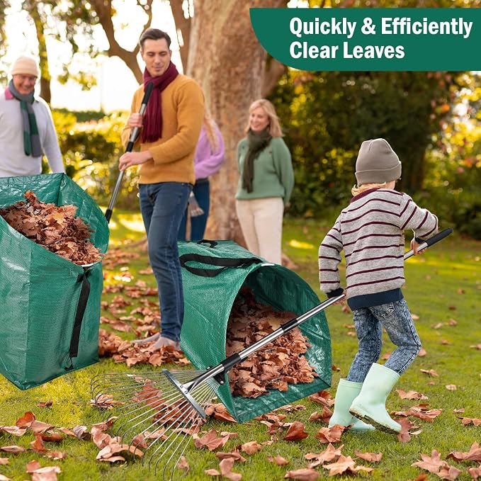60Gallon Leaf Collector and Adjustable Metal Rake Set, Detachable 18 Tines Leaf - Image 7