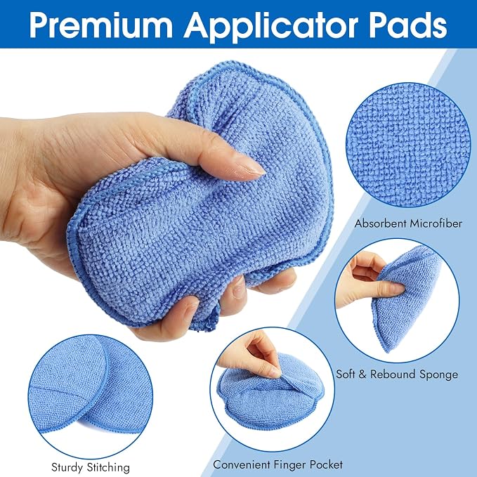 10 Pack Wax Applicator Pads, Microfiber Applicator Pad - Image 3