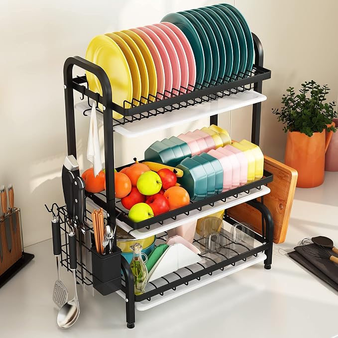 1Easylife Drying Rack, Metal 3-Tier Large Capacity Dish Rack - Image 4