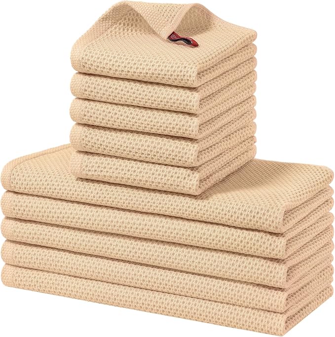 Homaxy 100% Cotton Kitchen Towels and Dishcloths Set, 12 x 12 Inches and 13 x by Homaxy