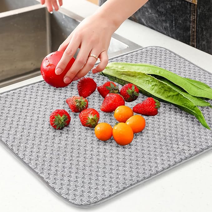2 Pack Microfiber Dish Drying Mat, 24*17 inch Absorbent Dish Drainer Kitchen - Image 6
