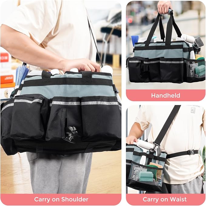 ProCase Cleaning Caddy Bag for Housekeepers, Foldable Cleaning Supply Bag - Image 4