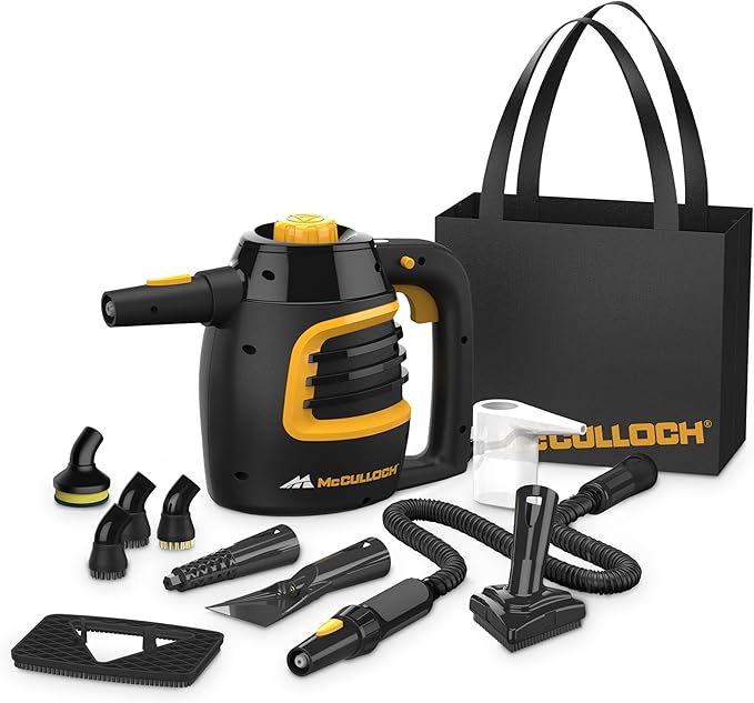 McCulloch MC1230 Handheld Steam Cleaner, 10 Minute Runtime, 11 Accessories: Jet by McCulloch