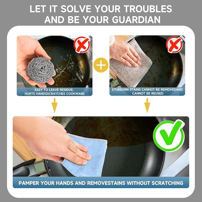 10PCS Upgrade Wire Dishwashing Rag, Non-Scratch, Wet and Dry, Double Layer - Image 6
