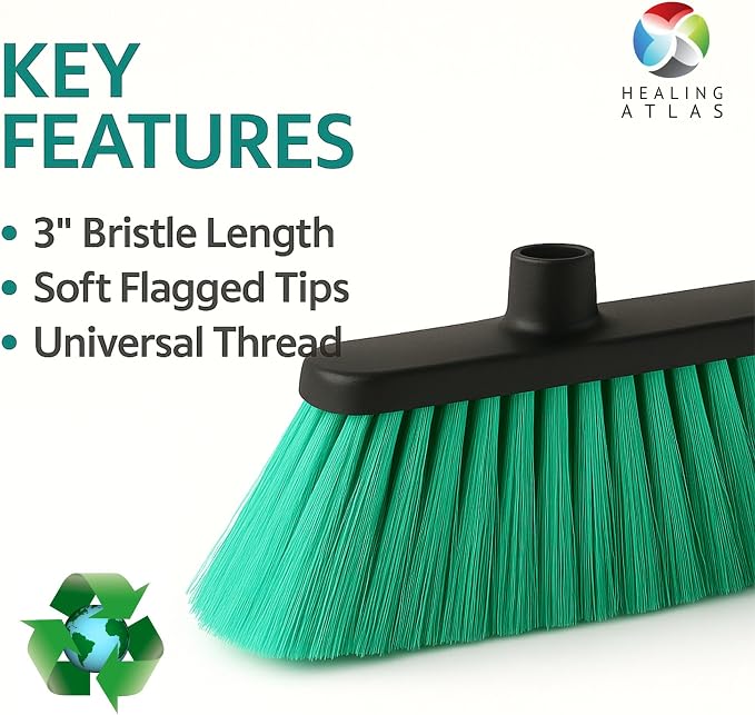 Aria Green Broom Head – 13” Sweeping Width – Soft/Firm Magnetic Flagged - Image 2