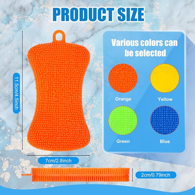 Patelai 10 Pieces Silicone Dish Sponge Silicone Scrubber Reusable Kitchen - Image 2