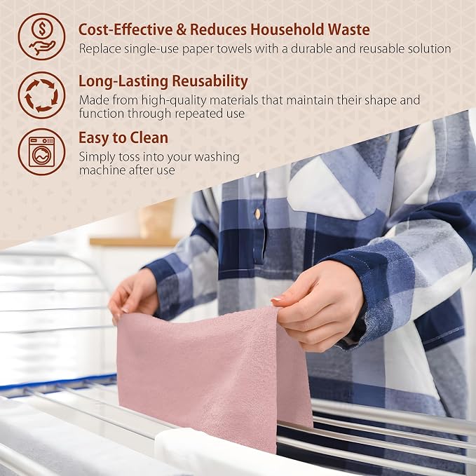 H4N Microfiber Cleaning Cloth Roll, 85 Pack Micro Fiber Wash Cloths - Image 4