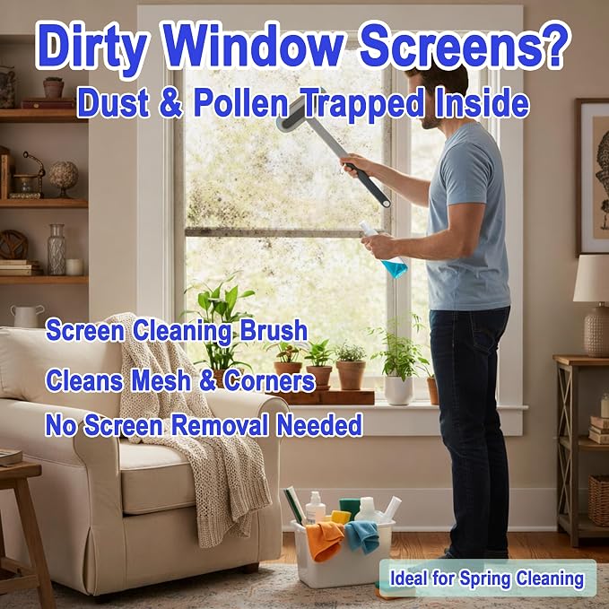 6-in-1 Window Track & Screen Cleaning Kit – Detachable Brushes, Microfiber - Image 3