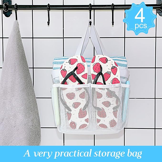 Hillban 4 Pcs Mesh Shower Caddy Portable Large Quick Dry Shower Caddy Basket - Image 4